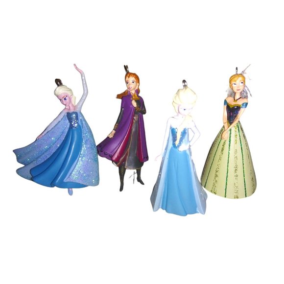 Disney Anna and Elsa Ornaments Lot of 4 Frozen Christmas Hanging Ornaments - Picture 1 of 10